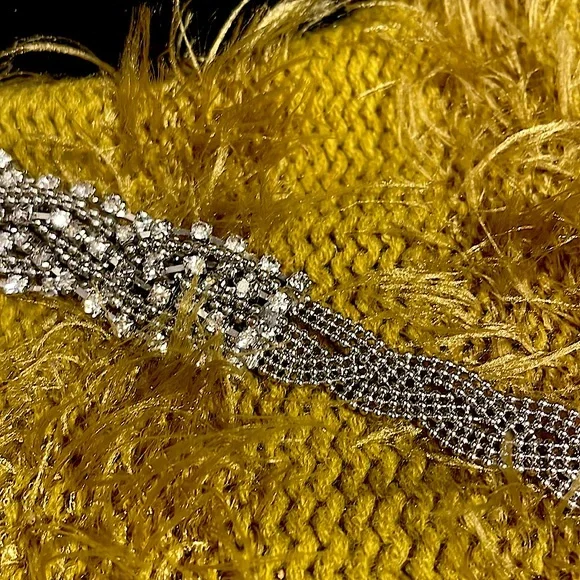 Necklace beaded silver rope chains and 3 rows cz diamonds, 18 “ long - Picture 5 of 6